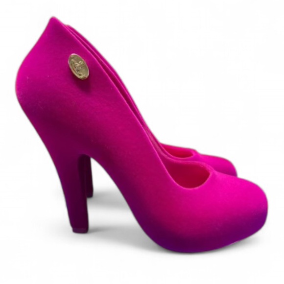 Vivienne Westwood Flocked Pumps NIB Hot Pink - Picture 1 of 8